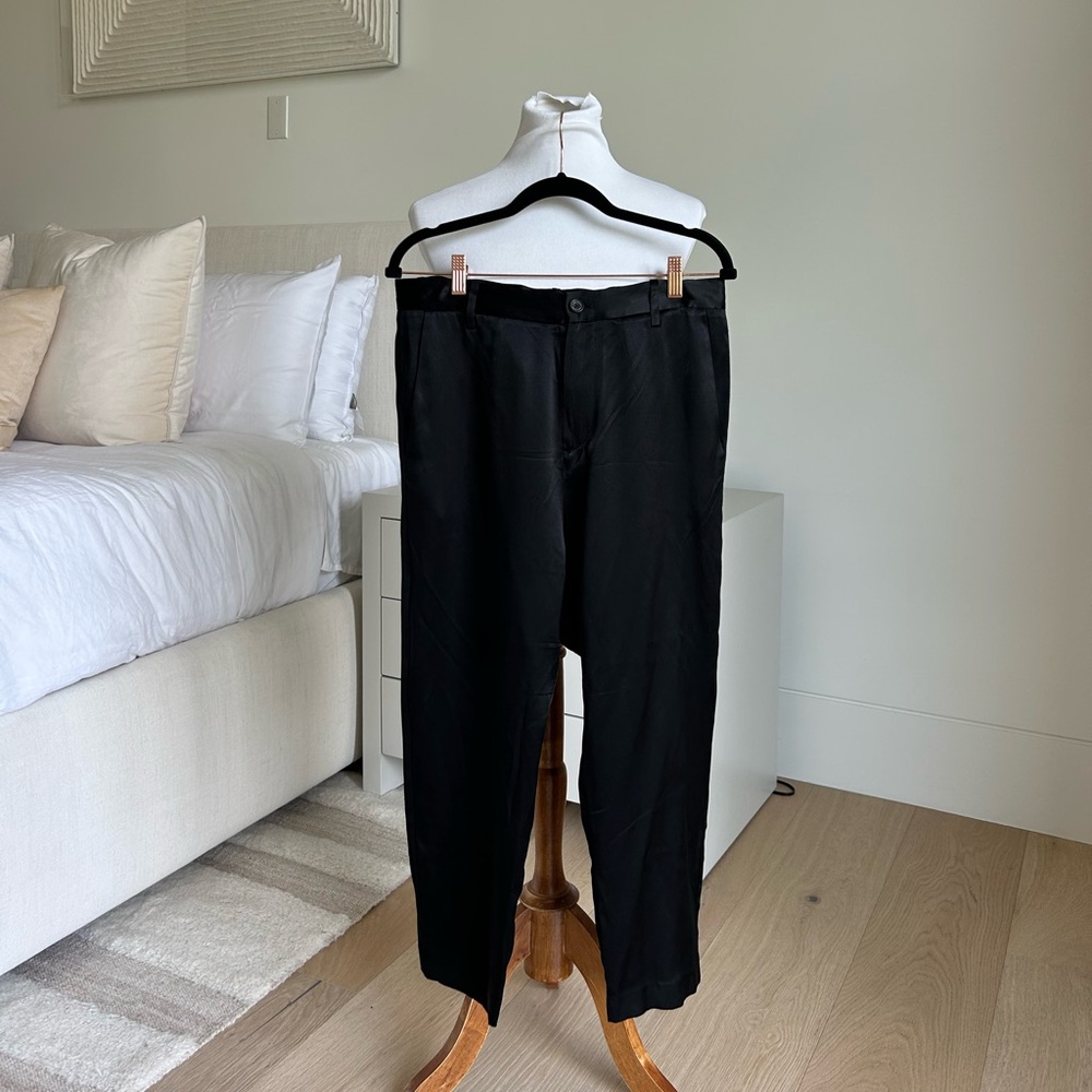 Nili Lotan Black Silk Dress Pants Relaxed Fit